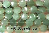 MIXE143 15 inches 12mm faceted hexagon green aventurine jade beads