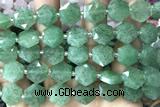 MIXE144 15 inches 12mm faceted hexagon green strawberry quartz beads