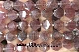 MIXE146 15 inches 12mm faceted hexagon strawberry quartz beads