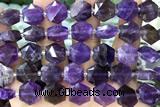 MIXE149 15 inches 12mm faceted hexagon amethyst beads