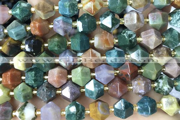 MIXE62 15 inches 10mm faceted ocean agate beads