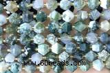 MIXE71 15 inches 10mm faceted moss agate gemstone beads