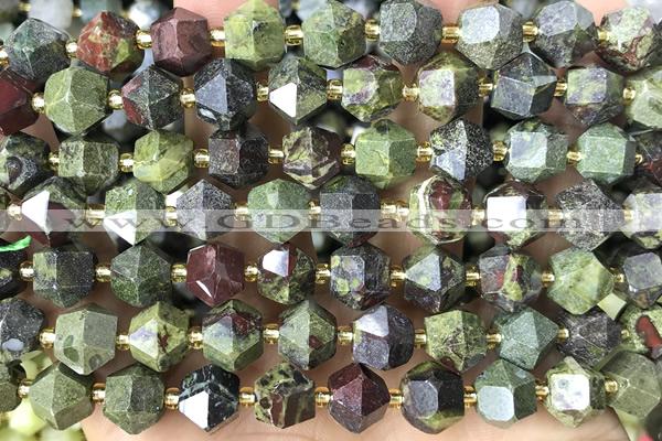 MIXE79 15 inches 10mm faceted dragon blood jasper beads