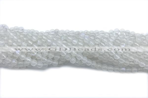 MOON10 15 inches 4mm round white moonstone gemstone beads