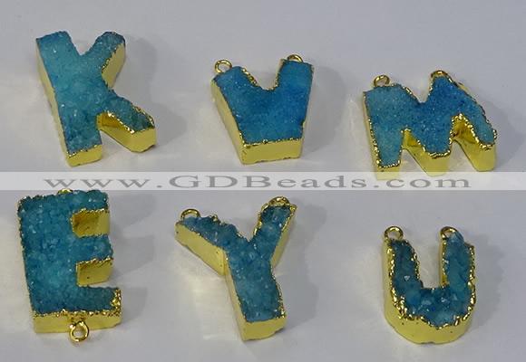 NGC1069 20*25mm - 25*30mm letter druzy agate connectors wholesale