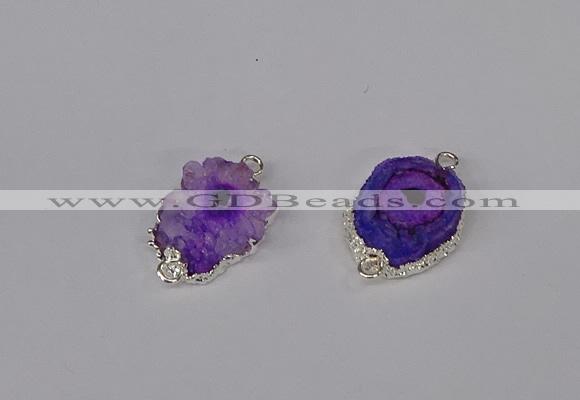 NGC1077 15*20mm - 30*35mm freeform druzy agate connectors wholesale