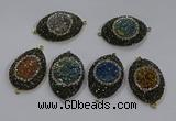 NGC1111 25*35mm oval druzy agate connectors wholesale