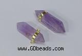 NGC1129 12*40mm - 12*45mm sticks amethyst connectors wholesale