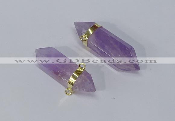 NGC1129 12*40mm - 12*45mm sticks amethyst connectors wholesale