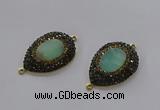 NGC1131 25*35mm teardrop Australia chrysoprase connectors wholesale