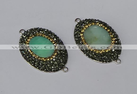 NGC1135 25*35mm oval Australia chrysoprase connectors wholesale