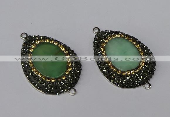 NGC1137 25*35mm teardrop Australia chrysoprase connectors wholesale