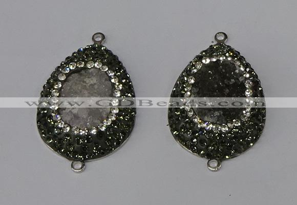 NGC1141 25*35mm teardrop druzy agate connectors wholesale