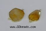 NGC1152 20*30mm - 30*35mm freeform citrine gemstone connectors