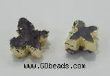 NGC121 20*25mm - 25*35mm butterfly druzy amethyst connectors