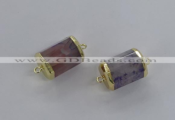 NGC1262 15*20mm faceted tube agate gemstone connectors wholesale