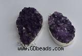 NGC1321 35*50mm - 40*60mm freeform druzy amethyst connectors