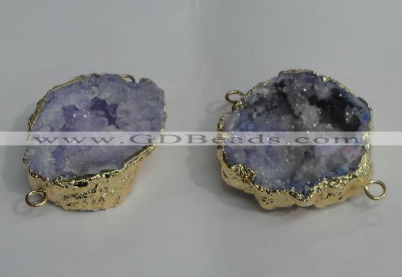 NGC138 30*40mm - 35*45mm freeform plated druzy agate connectors