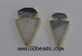 NGC1438 25*50mm - 30*55mm arrowhead agate gemstone connectors