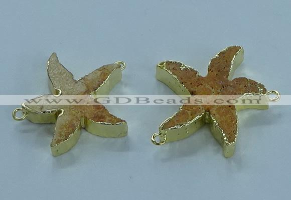 NGC1445 28mm - 30mm starfish fossil coral connectors wholesale