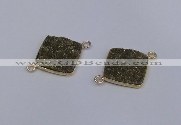 NGC1536 18*18mm diamond druzy quartz gemstone connectors wholesale