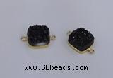 NGC1544 15*15mm square druzy quartz gemstone connectors wholesale