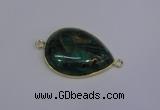 NGC1550 22*30mm teardrop malachite & pyrite gemstone connectors