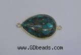 NGC1553 22*30mm teardrop turquoise & pyrite gemstone connectors