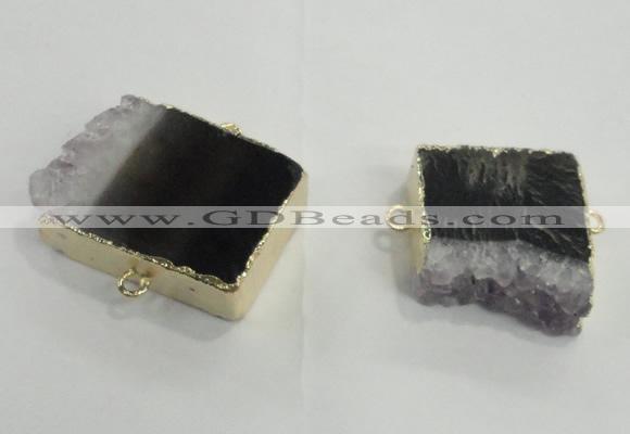 NGC165 20*25mm - 25*35mm freeform druzy amethyst connectors