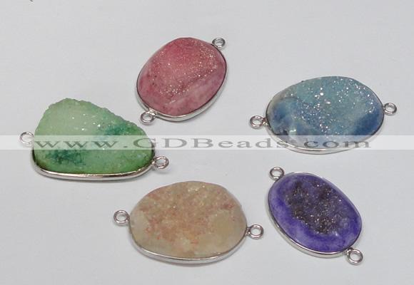 NGC169 20*30mm - 25*35mm freeform plated druzy agate connectors