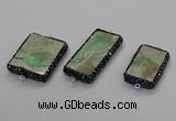 NGC1748 20*40mm - 25*35mm rectangle green apple jasper connectors