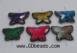 NGC1750 35*45mm - 35*50mm butterfly agate gemstone connectors