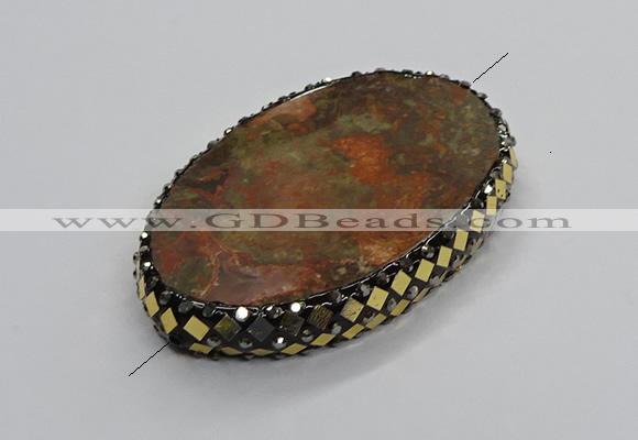 NGC1761 40*60mm oval ocean agate connectors wholesale