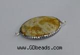 NGC1820 35*50mm oval agate gemstone connectors wholesale