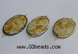 NGC1823 35*50mm oval agate gemstone connectors wholesale