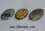 NGC1829 35*50mm oval agate gemstone connectors wholesale