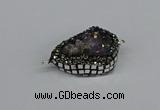 NGC1850 22*30mm - 25*35mm flat teardrop plated druzy amethyst connectors