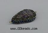 NGC1852 22*30mm - 25*35mm flat teardrop plated druzy amethyst connectors