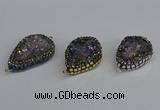 NGC1853 22*30mm - 25*35mm flat teardrop plated druzy amethyst connectors