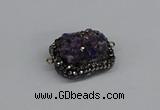 NGC1857 15*35mm - 22*30mm rectangle plated druzy amethyst connectors