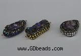 NGC1865 15*30mm - 25*35mm freeform plated druzy amethyst connectors