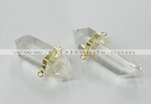 NGC266 15*45mm - 18*50mm faceted nuggets white crystal connectors