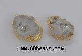 NGC267 35*45mm - 40*50mm freeform plated druzy agate connectors