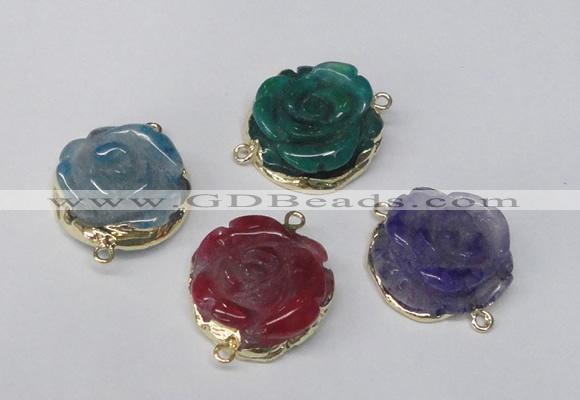 NGC287 23*25mm - 26*28mm carved flower agate gemstone connectors