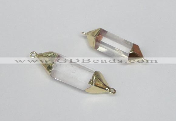 NGC335 10*25mm - 12*40mm faceted nuggets white crystal connectors