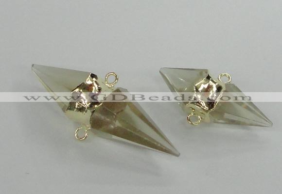 NGC346 18*30mm - 15*45mm faceted bicone yellow quartz connectors