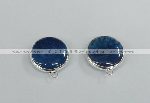 NGC381 18mm flat round agate gemstone connectors wholesale