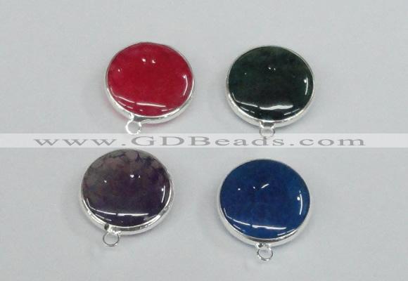 NGC384 18mm flat round agate gemstone connectors wholesale