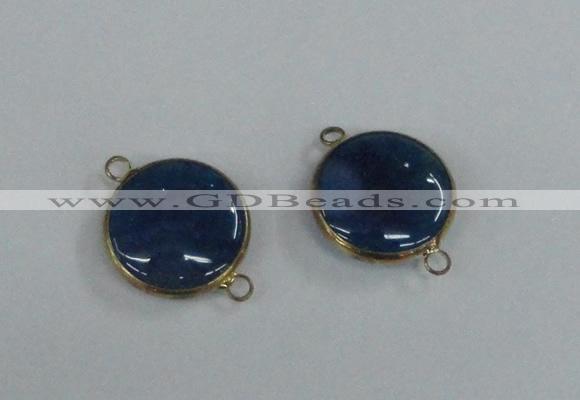 NGC398 18mm flat round agate gemstone connectors wholesale