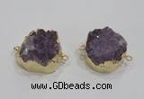 NGC420 25mm coin druzy amethyst gemstone connectors wholesale